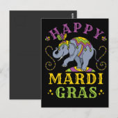 Mardi Gras Elephant Carnaval Briefkaart (Voorkant / Achterkant)