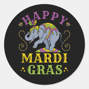 Mardi Gras Elephant Carnaval Ronde Sticker