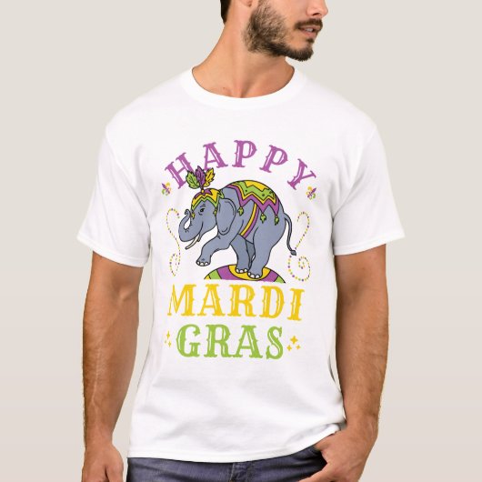 Mardi Gras Elephant Carnaval T-shirt (Voorkant)