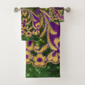 Mardi Gras Embroidery Floral Designer Bad Handdoek (Insitu)
