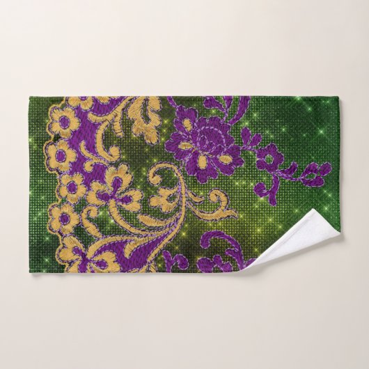 Mardi Gras Embroidery Floral Designer Bad Handdoek (Handdoek)