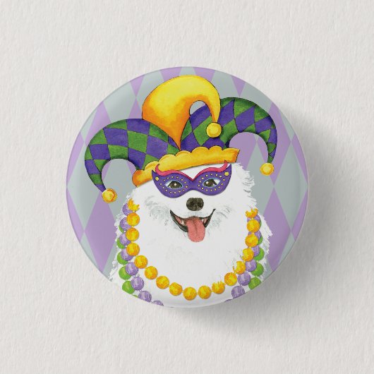Mardi Gras Eskie Ronde Button 3,2 Cm (Voorkant)