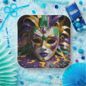 Mardi Gras Face Mask Party Papieren Bordje (Feest)