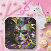 Mardi Gras Face Mask Party Papieren Bordje (Feest)