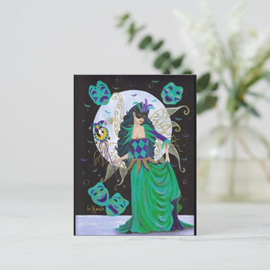 Mardi Gras Fairy Briefkaart (Staand voorkant)