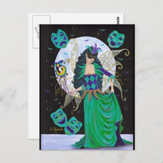 Mardi Gras Fairy Briefkaart (Voorkant / Achterkant)