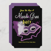 Mardi Gras Fancy Masker Party nodigt uit Kaart (Voorkant / Achterkant)