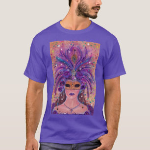 Mardi Gras fantasievrouw in masker van Renee Lavoi T-shirt