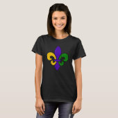 Mardi Gras Fat Dinsdag Fleur De Lis Carnival Distr T-shirt (Voorkant volledig)