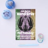 Mardi Gras Fat Dinsdag Paarse goudkreeft Flyer (Enkel)