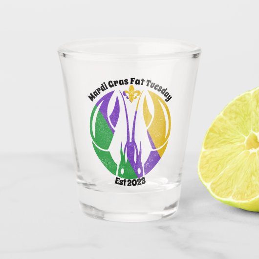 Mardi Gras Fat Dinsdag Paarse goudkreeft Shot Glas (Voorkant)
