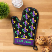 Mardi Gras Fat Dinsdag Paarse Groene Fleur De Lis Ovenwant (Top down)