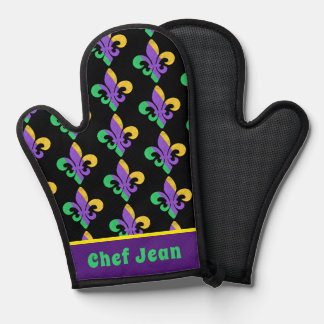 Mardi Gras Fat Dinsdag Paarse Groene Fleur De Lis Ovenwant