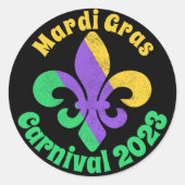Mardi Gras Fat Dinsdag Paarse Groene Fleur De Lis Ronde Sticker (Voorkant)