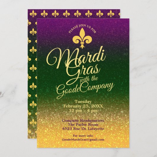 Mardi Gras Fat dinsdag | Partij Kaart (Voorkant / Achterkant)