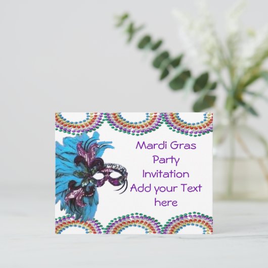 Mardi Gras Fat Dinsdag Uitnodiging (Staand voorkant)
