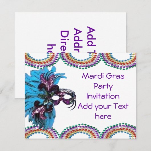 Mardi Gras Fat Dinsdag Uitnodiging (Voorkant / Achterkant)