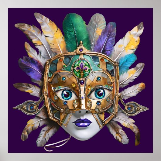 Mardi Gras Feather and Metal Mask Poster (Voorkant)