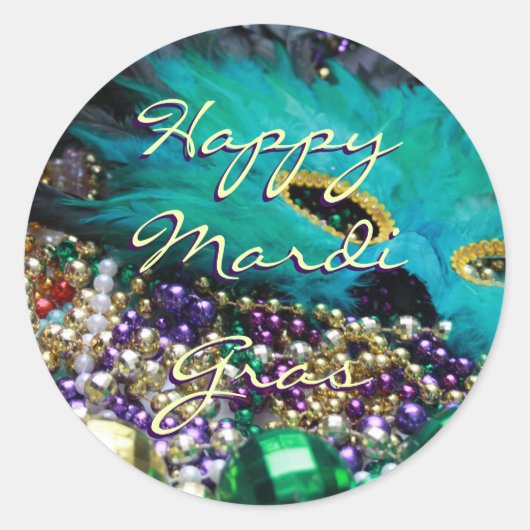 Mardi Gras Feather Mask Custom Round Sticker Seals (Voorkant)