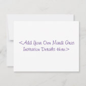 Mardi Gras Feather Mask Invitation of Invites Kaart (Achterkant)