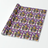 Mardi Gras Feather Mask Kleurrijke Giftwrap Cadeaupapier (Uitgerold)