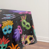 Mardi Gras Feather Mask Paars Green Blue Star Tafelkleed (Voorbeeld)