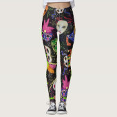 Mardi Gras Feather maskeert Leggings van vrouwen (Voorkant)