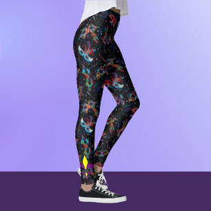 Mardi Gras Feather maskeert Leggings van vrouwen