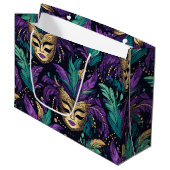 Mardi Gras Feathers And Mask Groot Cadeauzakje (Voorkant Gekanteld)