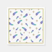 Mardi Gras Feathers en Fleur de Lis Pattern Servet (Voorkant)