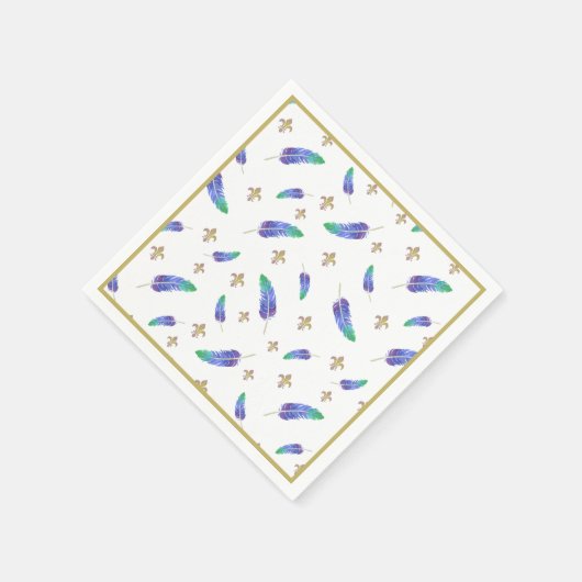 Mardi Gras Feathers en Fleur de Lis Pattern Servet (Hoek)