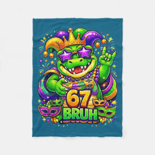 Mardi gras-feest alligator mardigator 67 bruh spel fleece deken