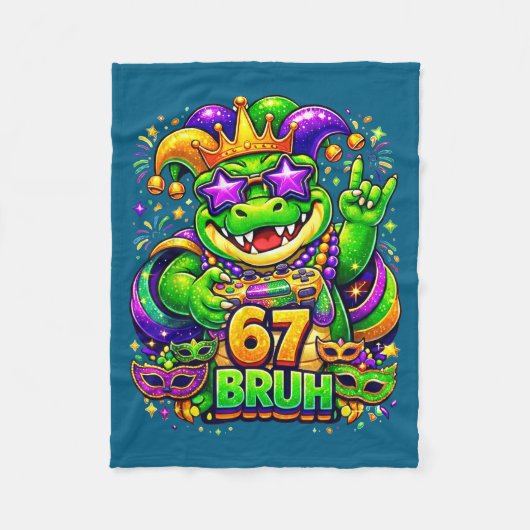 Mardi gras-feest alligator mardigator 67 bruh spel fleece deken (Voorkant)