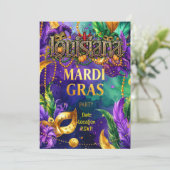 Mardi Gras Feest – Lousiana Kaart (Staand voorkant)