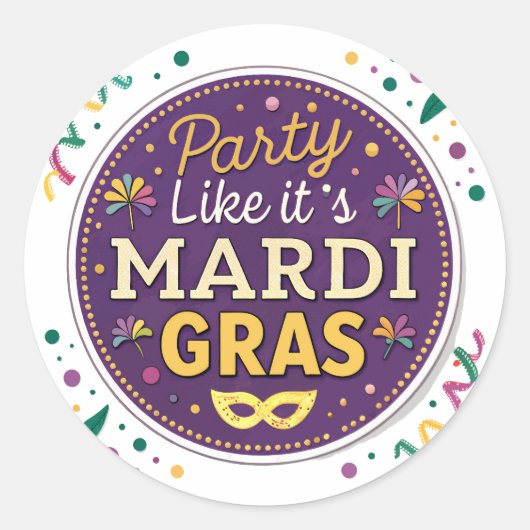 Mardi Gras-feest Ronde Sticker (Voorkant)