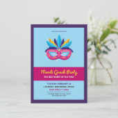 Mardi Gras-feest uitnodiging (Staand voorkant)
