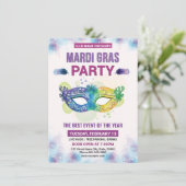 Mardi Gras-feest uitnodiging (Staand voorkant)