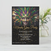 Mardi Gras-feest uitnodiging (Staand voorkant)