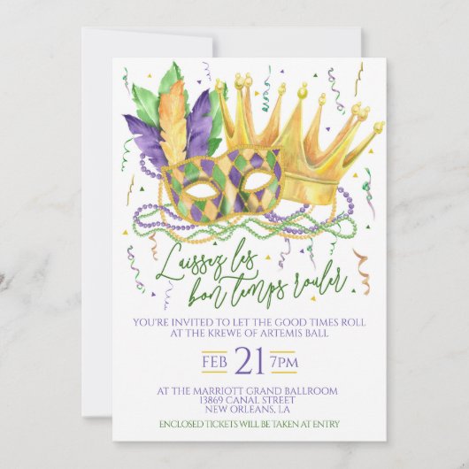 Mardi Gras Feest Uitnodiging (Voorkant)