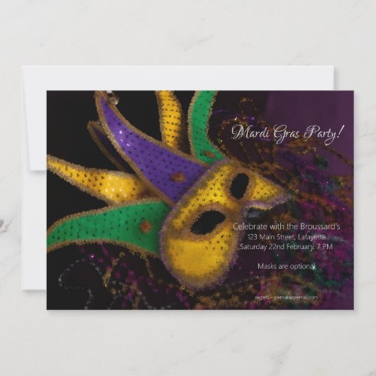 Mardi Gras-feest uitnodiging (Voorkant)