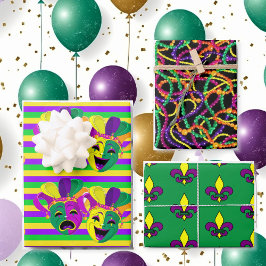 Mardi Gras-feestcadeau kralen masker Fleur de Lis  Inpakpapier Vel
