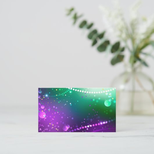 Mardi Gras Feestelijke Paarse Achtergrond Contactkaartje (Staand voorkant)