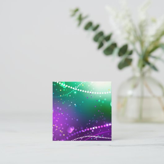 Mardi Gras Feestelijke Paarse Achtergrond Contactkaartje (Staand voorkant)