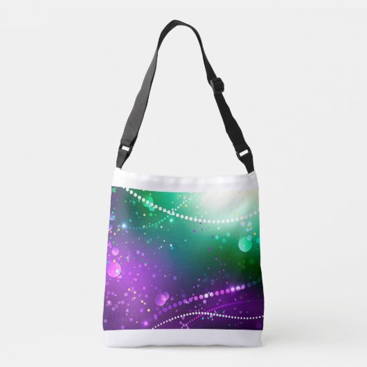 Mardi Gras Feestelijke Paarse Achtergrond Crossbody Tas (Achterkant)