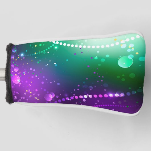 Mardi Gras Feestelijke Paarse Achtergrond Golfheadcover (Voorkant)