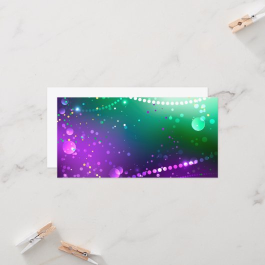 Mardi Gras Feestelijke Paarse Achtergrond Kaart (Voorkant / Achterkant in situ)