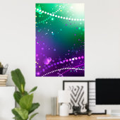 Mardi Gras Feestelijke Paarse Achtergrond Poster (Thuiskantoor)
