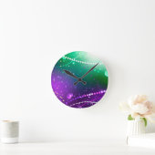 Mardi Gras Feestelijke Paarse Achtergrond Ronde Klok (Huis)