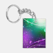 Mardi Gras Feestelijke Paarse Achtergrond Sleutelhanger (Voorkant Links)