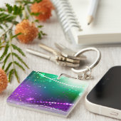 Mardi Gras Feestelijke Paarse Achtergrond Sleutelhanger (Voorkant Rechts)